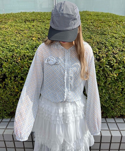 WC（ダブル シー）の「ローズモチーフシアーパーカー（パーカー・レディース・サックスブルー/ホワイト・FREE）」の14枚目の写真