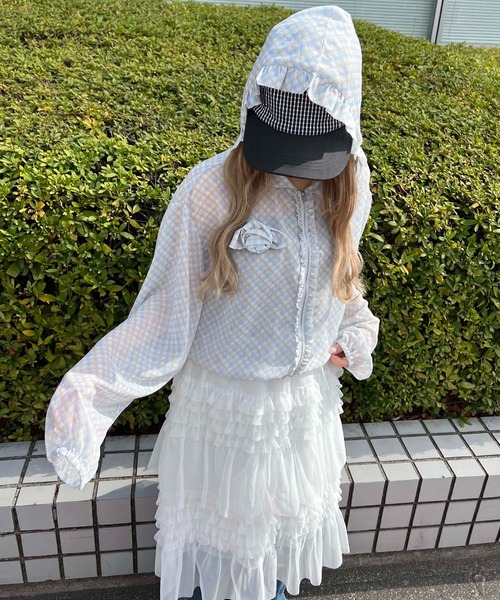 WC（ダブル シー）の「ローズモチーフシアーパーカー（パーカー・レディース・サックスブルー/ホワイト・FREE）」の16枚目の写真