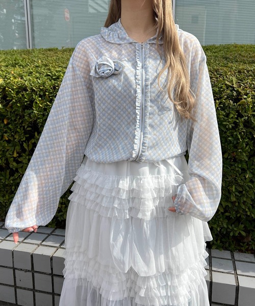 WC（ダブル シー）の「ローズモチーフシアーパーカー（パーカー・レディース・サックスブルー/ホワイト・FREE）」の17枚目の写真