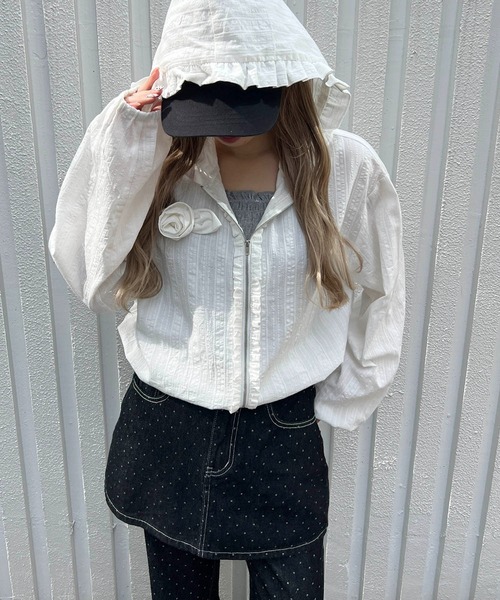 WC（ダブル シー）の「ローズモチーフシアーパーカー（パーカー・レディース・サックスブルー/ホワイト・FREE）」の7枚目の写真