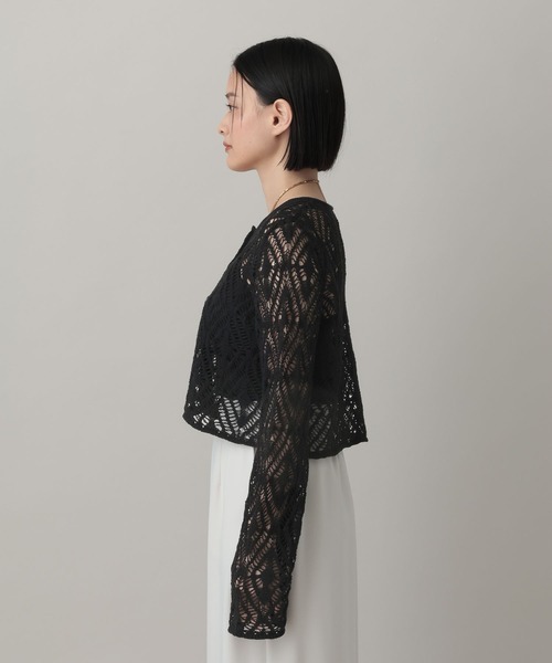 A part by（アパートバイ）の「リネンコンスカシアミカーディガン（カーディガン/ボレロ・レディース・ベージュ系その他/ブラック/アイボリー・FREE）」の8枚目の写真