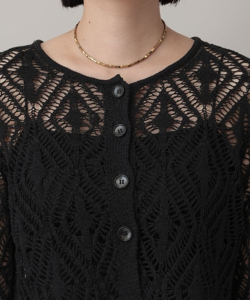 A part by（アパートバイ）の「リネンコンスカシアミカーディガン（カーディガン/ボレロ・レディース・ベージュ系その他/ブラック/アイボリー・FREE）」の10枚目の写真