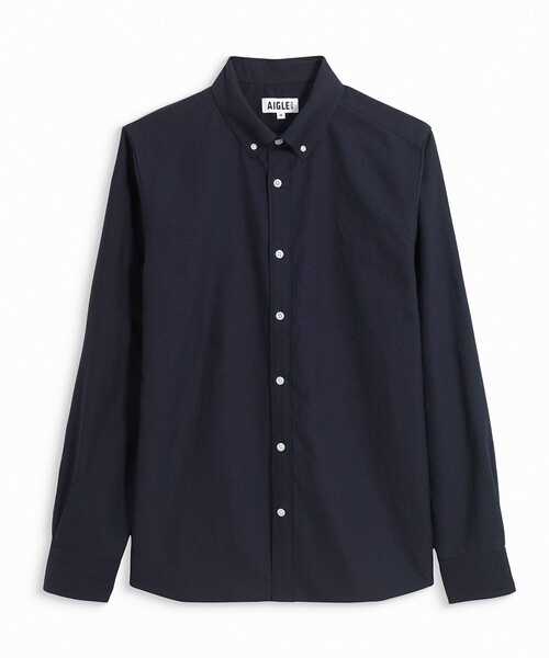 AIGLE(エーグル)の「吸水速乾 UVカット オックスフォードシャツ(シャツ/ブラウス・メンズ・ホワイト/ダークネイビー・L/M/S)」の3枚目の写真