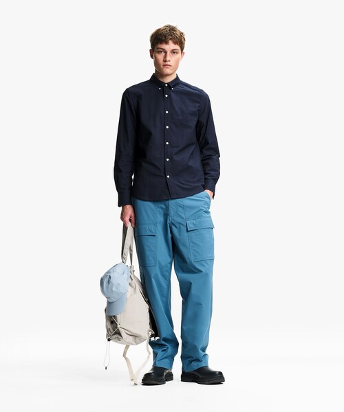AIGLE(エーグル)の「吸水速乾 UVカット オックスフォードシャツ(シャツ/ブラウス・メンズ・ホワイト/ダークネイビー・L/M/S)」の4枚目の写真