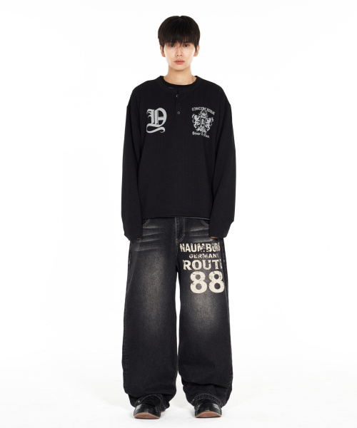 IDWS(アイドンワナセル)の「Shape Henley Neck Long Sleeve Black(Tシャツ/カットソー・レディース・その他・1/2/0)」の5枚目の写真