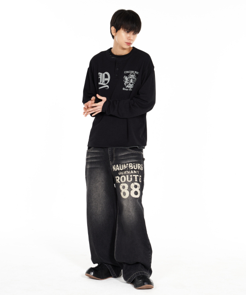 IDWS(アイドンワナセル)の「Shape Henley Neck Long Sleeve Black(Tシャツ/カットソー・レディース・その他・1/2/0)」の2枚目の写真