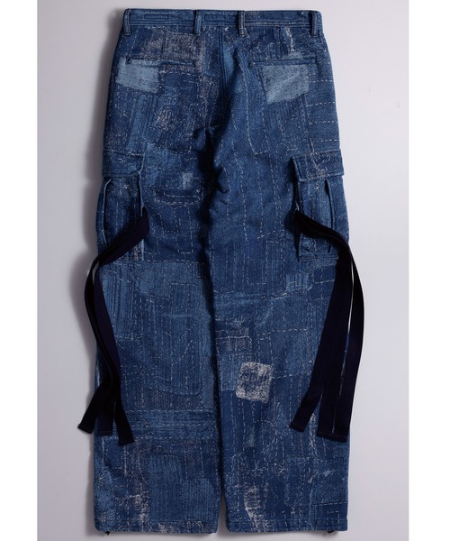 FDMTL（ファンダメンタル）の「FDMTL/ファンダメンタル/BORO JACQUARD CARGO PANTS 3YR WASH（デニムパンツ・メンズ・インディゴブルー・32/30/28）」の2枚目の写真