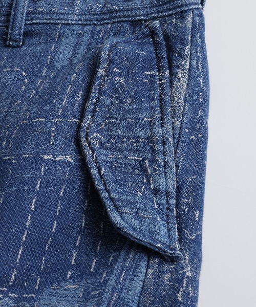 FDMTL（ファンダメンタル）の「FDMTL/ファンダメンタル/BORO JACQUARD CARGO PANTS 3YR WASH（デニムパンツ・メンズ・インディゴブルー・32/30/28）」の5枚目の写真