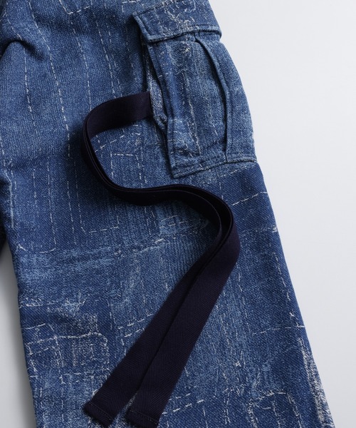 FDMTL（ファンダメンタル）の「FDMTL/ファンダメンタル/BORO JACQUARD CARGO PANTS 3YR WASH（デニムパンツ・メンズ・インディゴブルー・32/30/28）」の12枚目の写真
