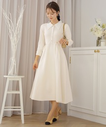 le reve vaniller（ル レーヴ ヴァニレ）の「レース ダブル 襟 ニット ワンピース le reve vaniller（ワンピース）」