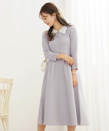 le reve vaniller（ル レーヴ ヴァニレ）の「レース ダブル 襟 ニット ワンピース le reve vaniller（ワンピース）」