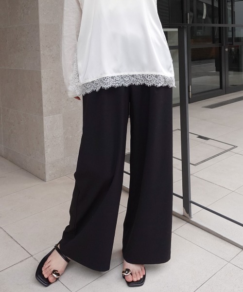 CORNERS（コーナーズ）の「タックスラックスパンツ（スラックス・レディース・ブラック/グレー・M）」の4枚目の写真