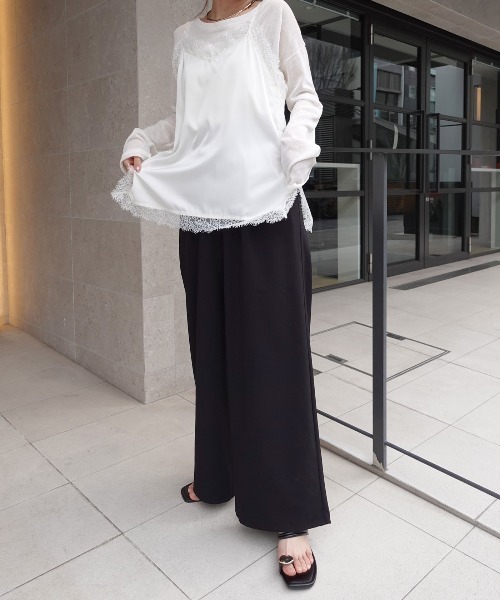 CORNERS（コーナーズ）の「タックスラックスパンツ（スラックス・レディース・ブラック/グレー・M）」の5枚目の写真