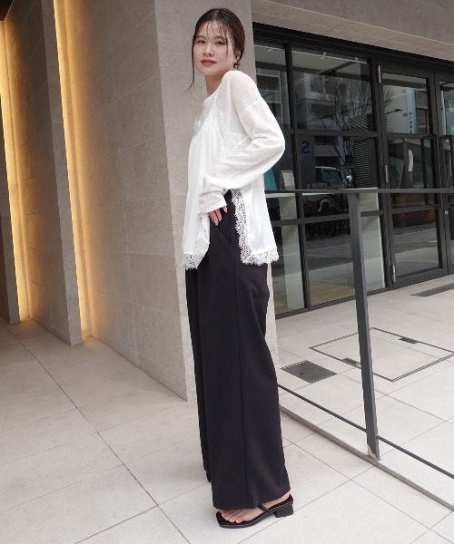 CORNERS（コーナーズ）の「タックスラックスパンツ（スラックス・レディース・ブラック/グレー・M）」の6枚目の写真