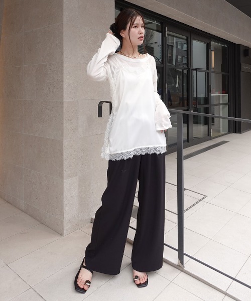 CORNERS（コーナーズ）の「タックスラックスパンツ（スラックス・レディース・ブラック/グレー・M）」の7枚目の写真