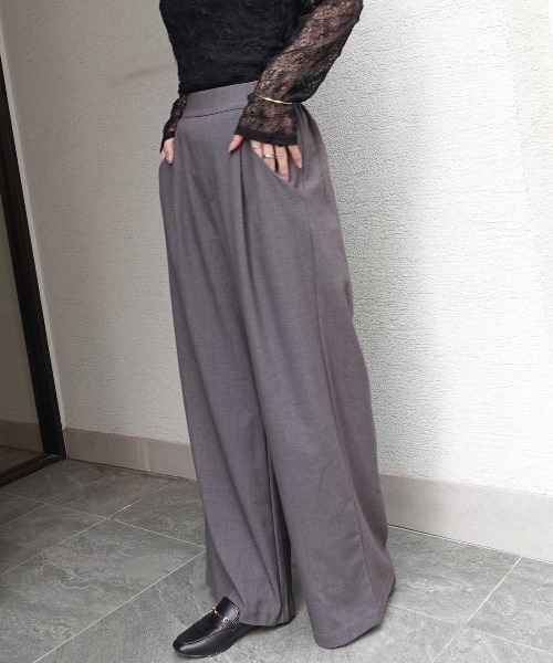 CORNERS（コーナーズ）の「タックスラックスパンツ（スラックス・レディース・ブラック/グレー・M）」の13枚目の写真