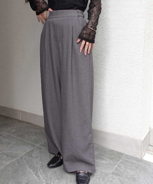 CORNERS（コーナーズ）の「タックスラックスパンツ（スラックス・レディース・ブラック/グレー・M）」の14枚目の写真