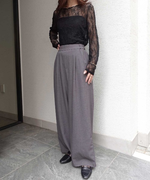 CORNERS（コーナーズ）の「タックスラックスパンツ（スラックス・レディース・ブラック/グレー・M）」の15枚目の写真