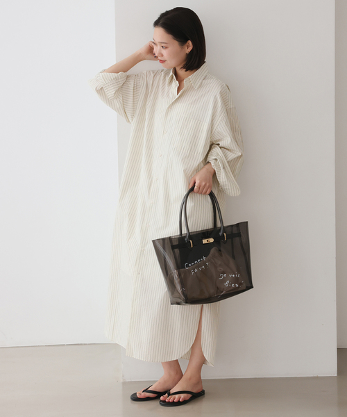 SLOBE IENA(スローブイエナ)の「ファインブロードEXロングシャツワンピース(シャツワンピース・レディース・サックスブルー/アイボリー・FREE)」の7枚目の写真