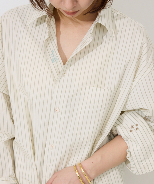 SLOBE IENA（スローブイエナ）の「ファインブロードEXロングシャツワンピース（シャツワンピース・レディース・サックスブルー/アイボリー・FREE）」の4枚目の写真