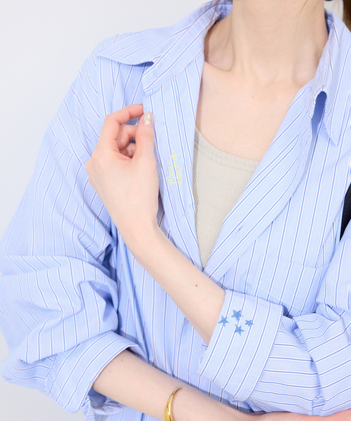 SLOBE IENA（スローブイエナ）の「ファインブロードEXロングシャツワンピース（シャツワンピース・レディース・サックスブルー/アイボリー・FREE）」の9枚目の写真