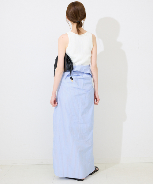 SLOBE IENA(スローブイエナ)の「ファインブロードEXロングシャツワンピース(シャツワンピース・レディース・サックスブルー/アイボリー・FREE)」の10枚目の写真