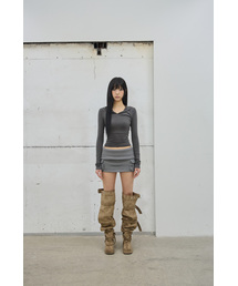 Folded Knit Skirt Shorts / Charcoal