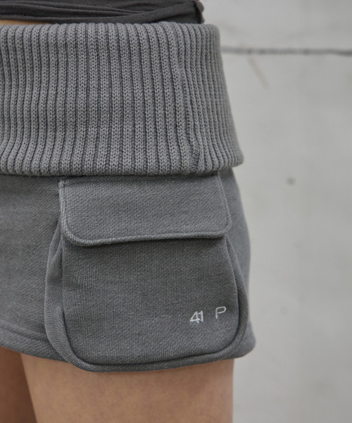 41PRAY（サイルプレイ）の「Folded Knit Skirt Shorts / Charcoal（スカート・レディース・チャコールグレー・OS）」の6枚目の写真