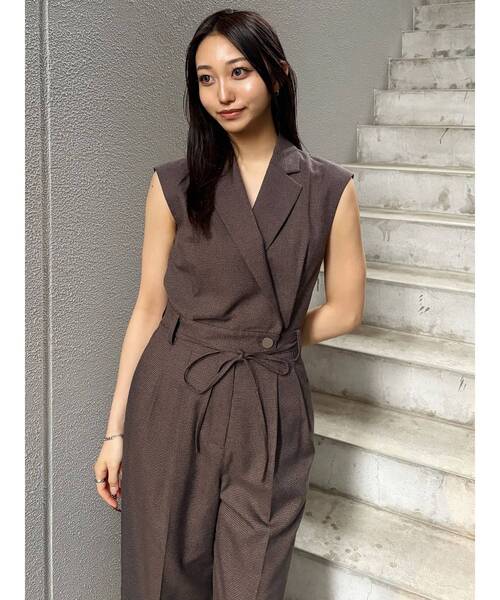 MURUA（ムルーア）の「メッシュロンパース　夏服（つなぎ/オールインワン・レディース・ブラウン/グレー/ブラック・1/2）」の6枚目の写真