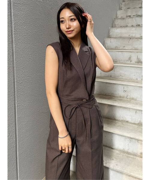 MURUA（ムルーア）の「メッシュロンパース　夏服（つなぎ/オールインワン・レディース・ブラウン/グレー/ブラック・1/2）」の7枚目の写真