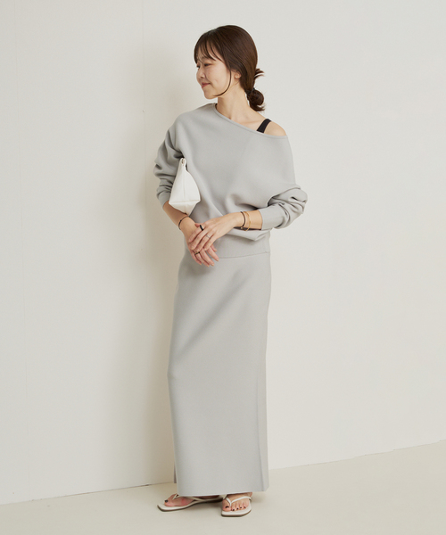 plage（プラージュ）の「VIS/PL スムース ロングスカート（スカート・レディース・ブルー/グレー/ネイビー・36/38）」の4枚目の写真