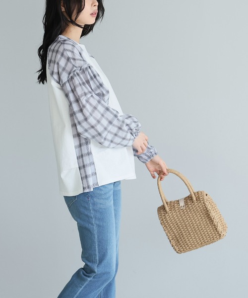 itto...(イット)の「チェック柄タック袖プルオーバー(Tシャツ/カットソー・レディース・オフホワイト/ブラック/ネイビー・FREE)」の6枚目の写真