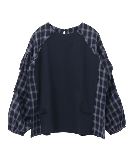 itto...(イット)の「チェック柄タック袖プルオーバー(Tシャツ/カットソー・レディース・オフホワイト/ブラック/ネイビー・FREE)」の14枚目の写真