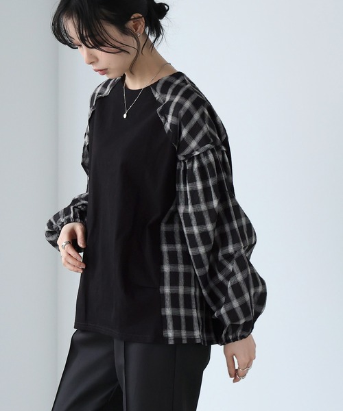 itto...(イット)の「チェック柄タック袖プルオーバー(Tシャツ/カットソー・レディース・オフホワイト/ブラック/ネイビー・FREE)」の19枚目の写真