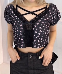 lilLilly | フラワーレーストップス(Tシャツ/カットソー)