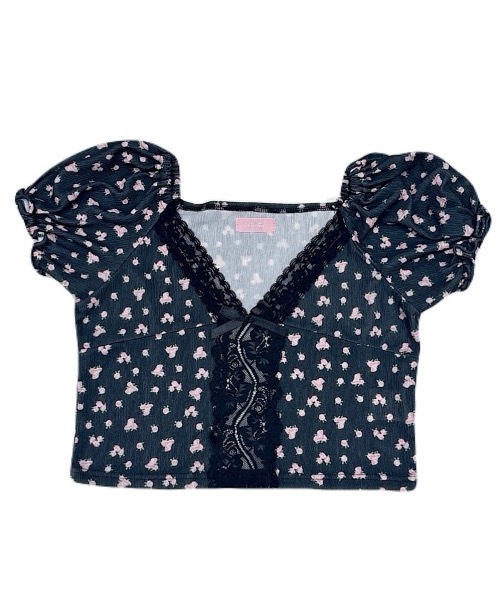 lilLilly（リルリリー）の「フラワーレーストップス（Tシャツ/カットソー・レディース・ホワイト/ブラック・FREE）」の6枚目の写真