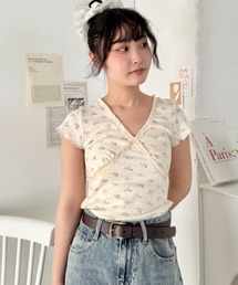 d.i.a♡花柄トップス蝶チャーム付き プリザーブドフラワー 仏花 ドーム ガラスドーム 白蘭 胡蝶蘭 喪中
