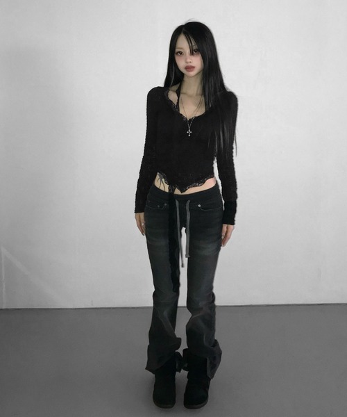 THEAIRTOWN(ジエアタウン)の「daisy slimmer scarf top(Tシャツ/カットソー・レディース・ブラック/ホワイト/ピンク・FREE)」の8枚目の写真
