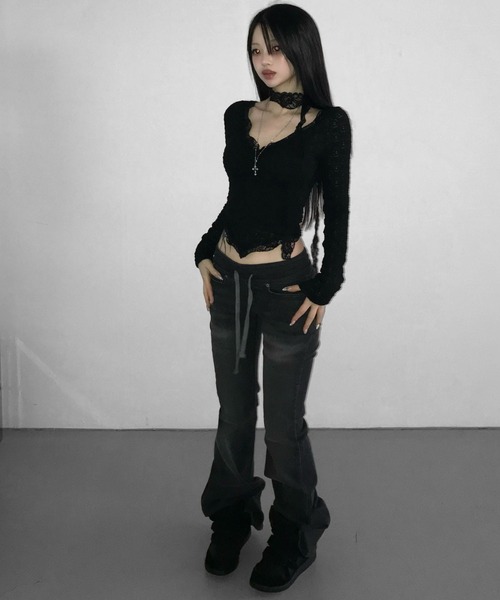 THEAIRTOWN(ジエアタウン)の「daisy slimmer scarf top(Tシャツ/カットソー・レディース・ブラック/ホワイト/ピンク・FREE)」の7枚目の写真