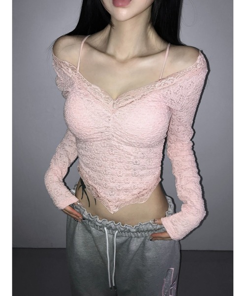 THEAIRTOWN(ジエアタウン)の「daisy slimmer scarf top(Tシャツ/カットソー・レディース・ブラック/ホワイト/ピンク・FREE)」の9枚目の写真