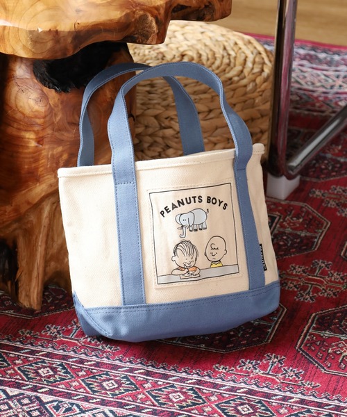 PEANUTS（ピーナッツ）の「SNOOPY スヌーピー ミニトートバッグ Peanuts Boys（トートバッグ・レディース・ブルー/ベージュ/イエロー・FREE）」の3枚目の写真