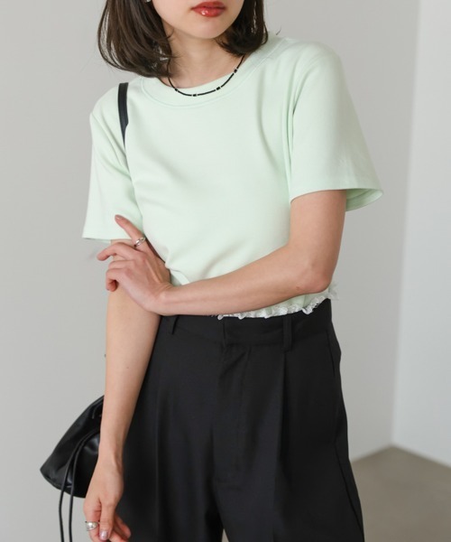 Bab(バブ)の「シルキータッチコンパクトTシャツ(Tシャツ/カットソー・レディース・ブラック/グリーン/ホワイト/ネイビー/イエロー・FREE)」の1枚目の写真
