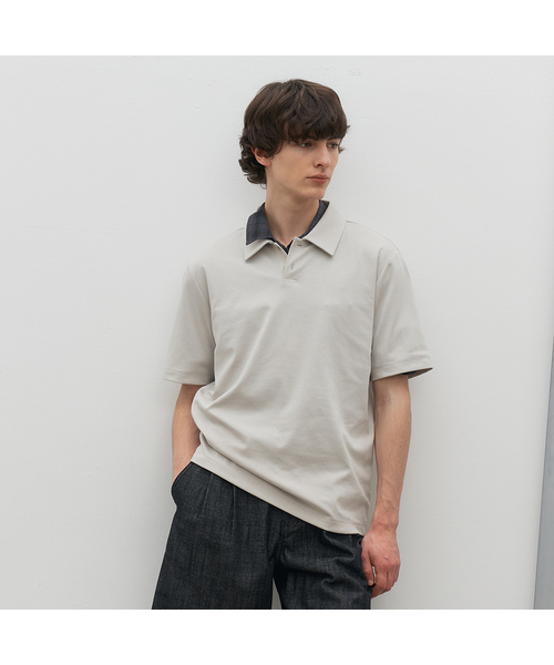 MINDBRIDGE（マインドブリッジ）の「[スーピマ]カラーTシャツ - 4色（ポロシャツ・メンズ・オフホワイト/ライトグレー/ダークグレー/ブラック・95/100/105/110）」の3枚目の写真