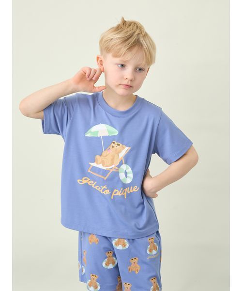 KIDS】【接触冷感】サマーベアワンポイントTシャツ（ルームウェア