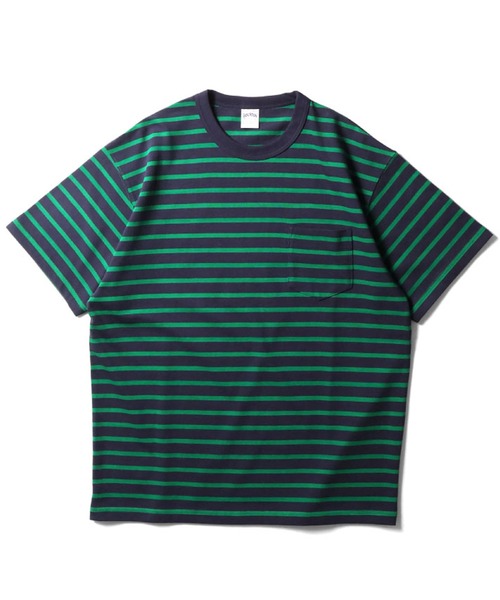 HOUSTON(ヒューストン)の「HOUSTON ボーダー半袖Tシャツ(Tシャツ/カットソー・メンズ・パープル/ネイビー/グリーン/ブラック・XX-LARGE/MEDIUM/X-LARGE/LARGE)」の3枚目の写真