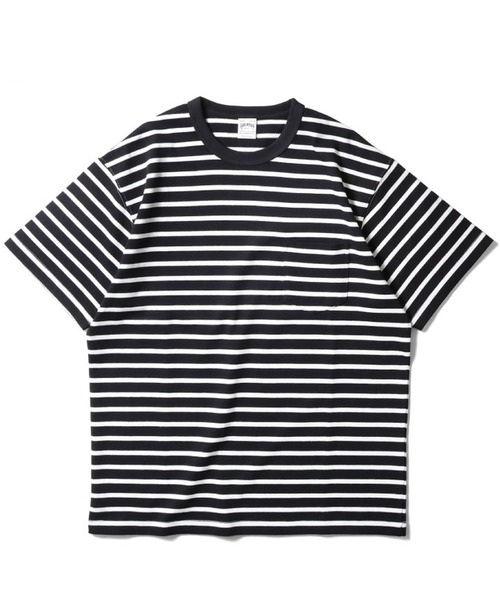 HOUSTON(ヒューストン)の「HOUSTON ボーダー半袖Tシャツ(Tシャツ/カットソー・メンズ・パープル/ネイビー/グリーン/ブラック・XX-LARGE/MEDIUM/X-LARGE/LARGE)」の1枚目の写真