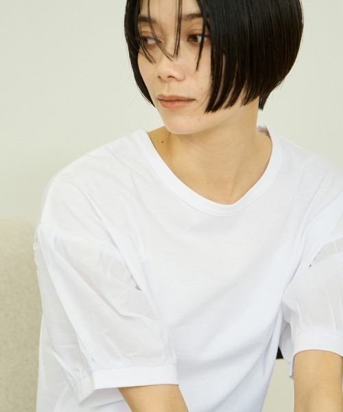 VICKY(ビッキー)の「ボリュームスリーブプルオーバー(Tシャツ/カットソー・レディース・ネイビー/オフホワイト・M)」の1枚目の写真