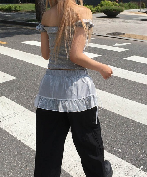 VIVID LADY(ビビッドレディー)の「ドット レース リボン クロップドトップス 半袖(Tシャツ/カットソー・レディース・ブラック/アイボリー/グレー・FREE)」の20枚目の写真