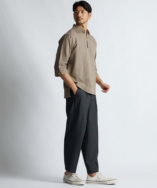 LANVIN en Bleu(ランバンオンブルー)の「コットン/リネン素材 7分袖 スキッパーシャツ(シャツ/ブラウス・メンズ・ベージュ/ネイビー/ブラック・46/52/50/48)」の5枚目の写真