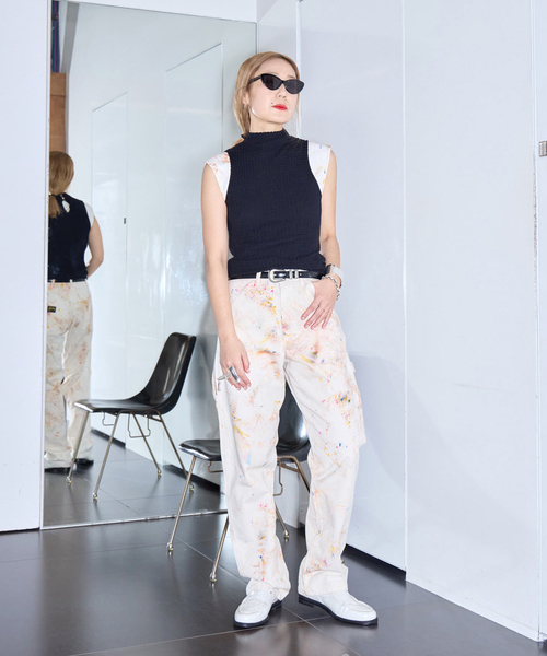 SAYAKADAVIS（サヤカディヴィス）の「SAYAKA DAVIS WAVY RIB MOCKNECK TANK WKT122-WR：カットソー（Tシャツ/カットソー・レディース・ブラック・X-SMALL）」の3枚目の写真